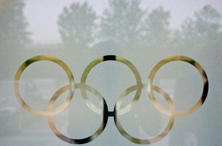 Les anneaux olympiques sur la façade du siège du CIO à Lausanne, le 8 mai 2012