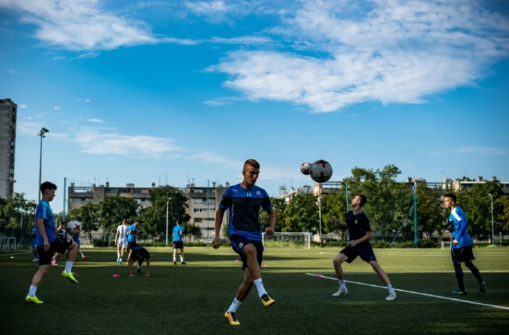 De jeunes joueurs du Dinamo Zagreb à l'entraînement le 14 juillet 2018 à Zagreb