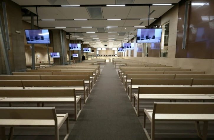 La salle d'audience construite spécialement pour le procès des attentats du 13 
novembre 2015, le 2 septembre 2021 au Palais de justice de Paris