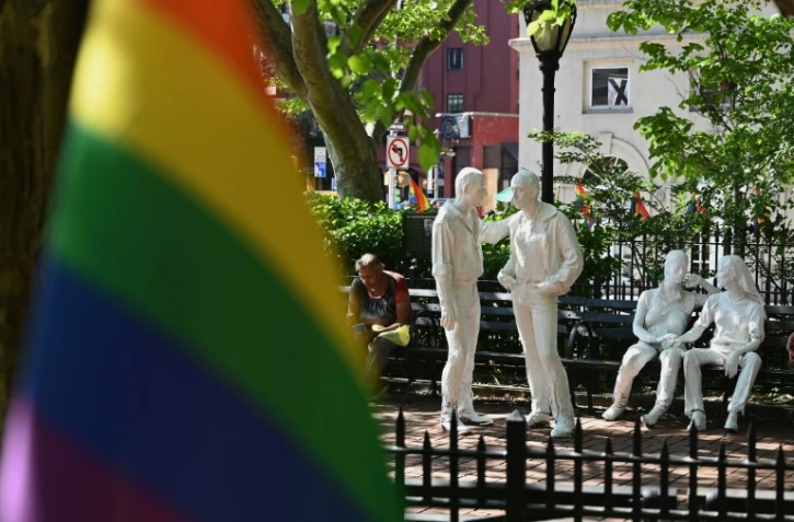 Le monument national en hommage aux émeutes de Stonewall, dans le quartier new-yorkais de Greenwich Village, le 4 juin 2019 