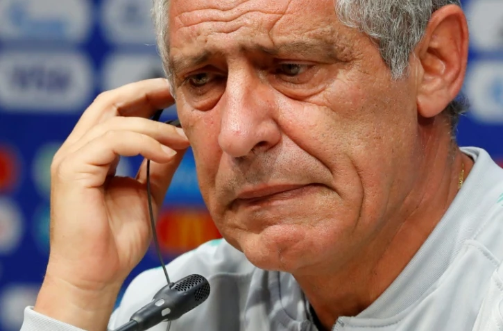 L'entraîneur du Portugal Fernando Santos lors de la conférence de presse de veille de match à la Mordovia Arena à Saransk, le 24 juin 2018 