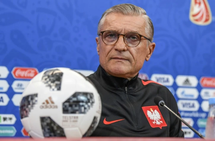 Le sélectionneur de l'équipe de Pologne Adam Nawalka en conférence de presse, le 27 juin 2018 à Volgograd