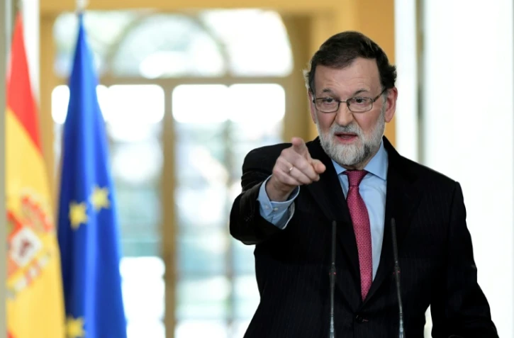 Le Premier ministre espagnol Mariano Rajoy lors d'une conférence de presse à Madrid, le 29 décembre 2017