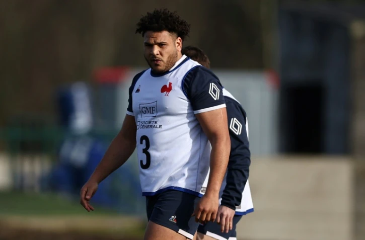 Le rugbyman international français Mohamed Haouas pendant un entraînement à Marcoussis, en banlieue parisienne, le 21 février 2023
