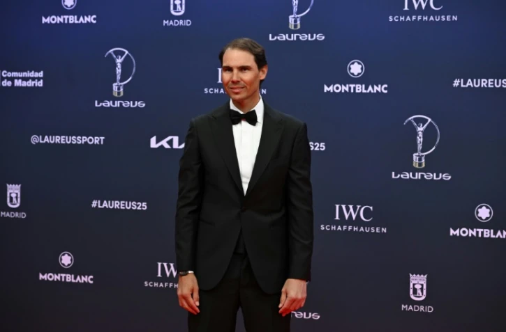 Rafael Nadal sur le tapis des prix Laureus à Madrid, le 21 avril 2025 