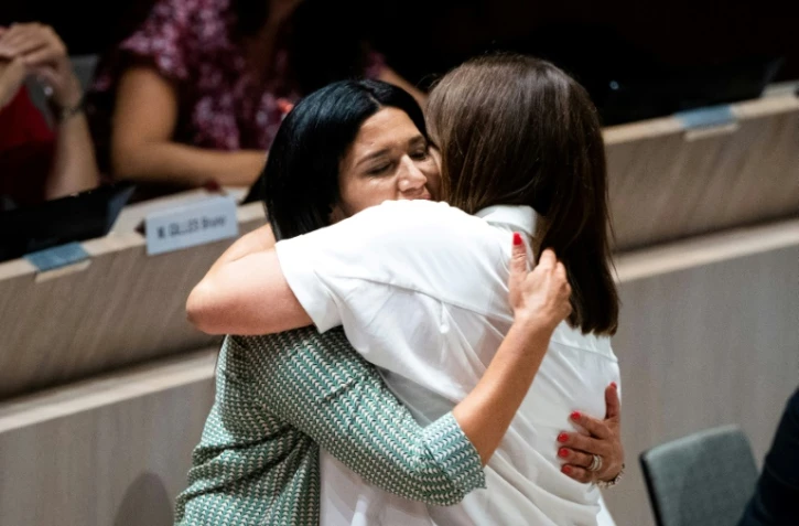 La sénatrice Samia Ghali et la nouvelle maire de Marseille Michèle Rubirola, le 4 juillet 2020 à Marseille