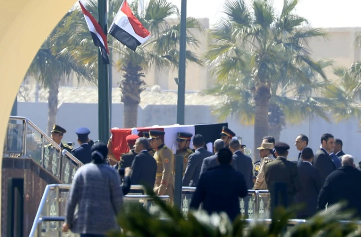 Les funérailles de l'ancien président égyptien Hosni Moubarak, le 26 février 2020 à la mosquée al-Mouchir TAntaoui, près du Caire