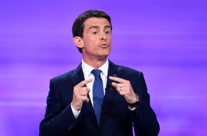 Manuel Valls pendant le débat TV de l'entre-deux-tours de la primaire PS, le 25 janvier 2017 à La Plaine-Saint-Denis