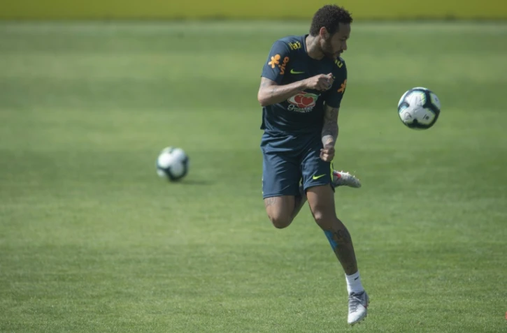 L'attaquant vedette Neymar lors d'une séance d'entraînement avec l'équipe du Brésil à Teresopolis, le 1er juin 2019
