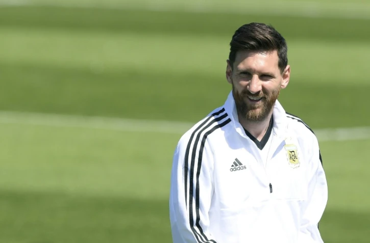 Lionel Messi lors d'un entraînement avec la sélection argentine, le 15 juin 2018 près de Moscou