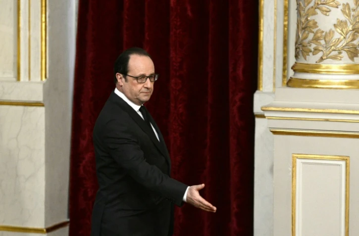 Le président Francois Hollande le 5 avril 2016 au palais de l'Elysée à Paris