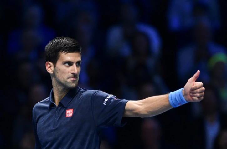 Le Serbe Novak Djokovic face au Belge David Goffin , le 17 novembre 2016 au Masters à Londres