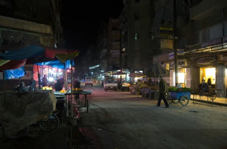 La ville d'Alep dans la nuit du 26 au 27 février 2016 en Syrie