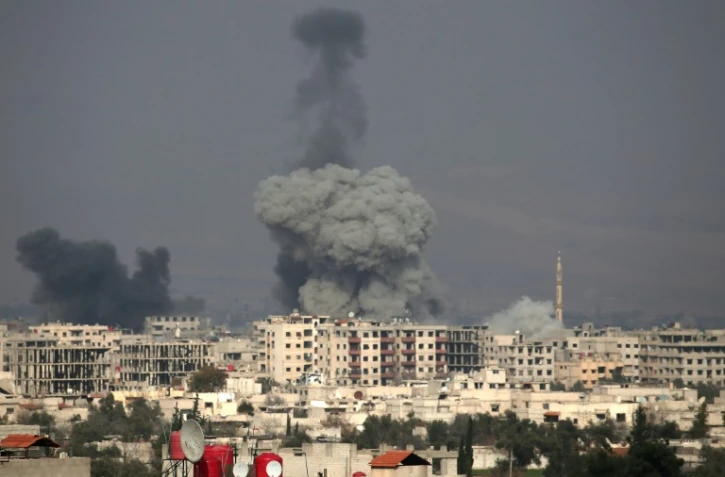 Bombardement de l'armée syrienne sur Hammouriyé, dans la Ghouta orientale, le 20 février 2018