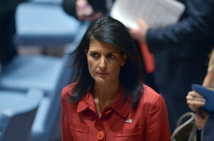 L'ambassadrice américaine à l'ONU, Nikki Haley au siège des Nations unies à New York le 7 avril 2017