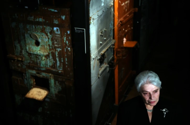 La veuve de l'écrivain russe Alexandre Soljenitsyne, Natalia, assiste à l'inauguration d'un nouveau consacré au système du goulag, le 30 octobre 2015 à Moscou