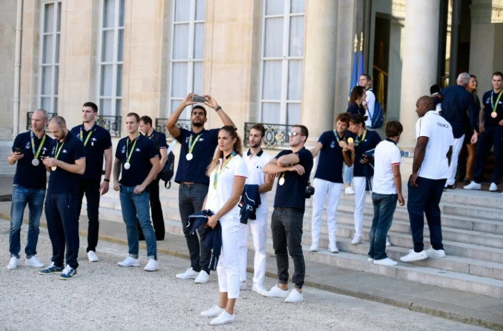 Les médaillés français des JO de Rio, reçus à l'Elysée, le 23 août 2016