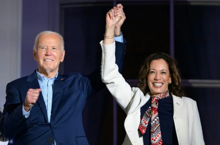Le président américain  Joe Biden et la vice-présidente Kamala Harris le 4 juillet 2024 à la Maison Blanche