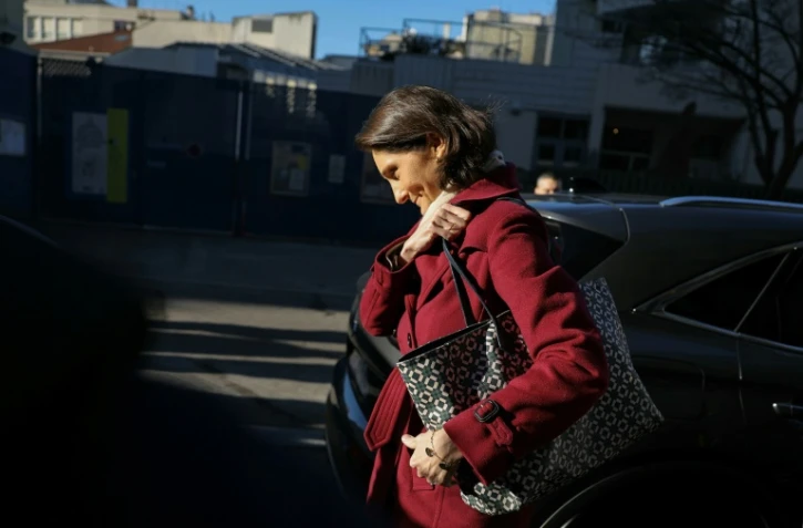 La ministre de l'Éducation, des Sports et des Jeux Olympiques, Amélie Oudéa-Castéra arrive à l'école publique Littré à Paris, le 16 janvier 2024