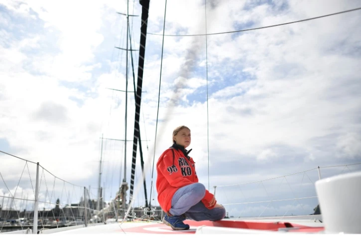 Greta Thunberg sur le voilier Malizia II à Plymouth, en Angleterre, le 13 août 2019