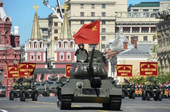 Défilé militaire sur le place Rouge à Moscou pour célébrer la victoire sur l'Allemagne nazie, le 9 mai 2018