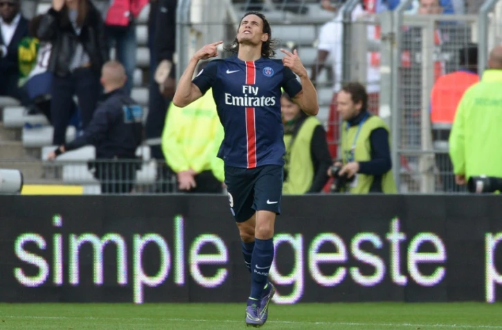 L'attaquant du PSG Edinson Cavani buteur contre Nantes à La Beaujoire, le 26 septembre 2015
