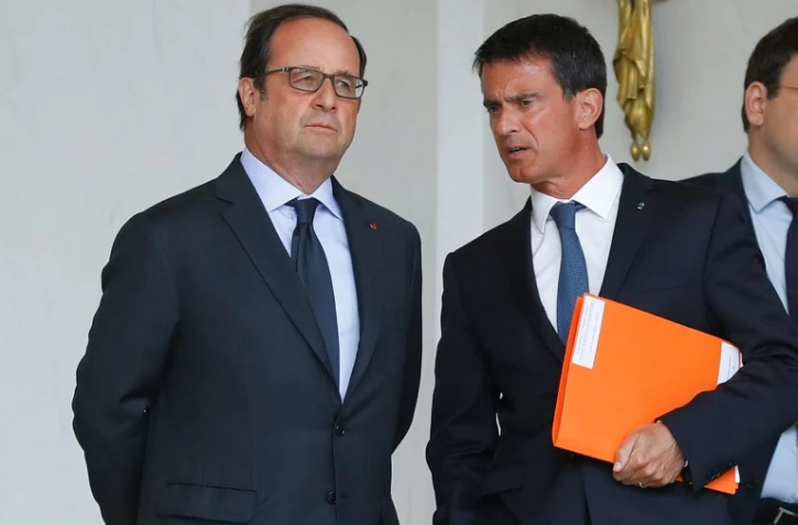 Le Président Francois Hollande et le Premier ministre Manuel Valls à l'Elysée le 11 août 2016