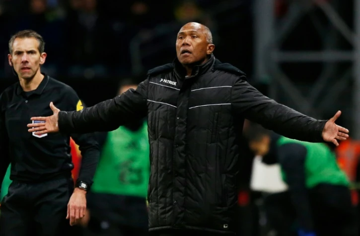 L'entraîneur de Guingamp, Antoine Kombouaré, lors du match de L1 face à Strasbourg, au stade Roudourou, le 27 octobre 2018