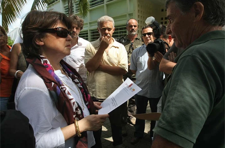 Martine Aubry et les salariés de météo france