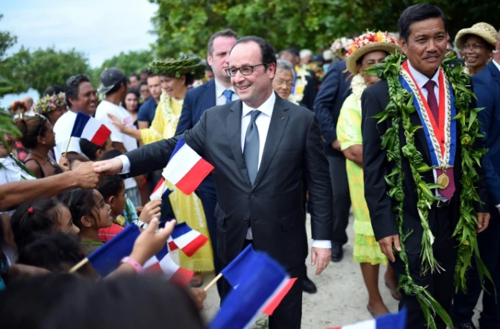 François Hollande lors d'une visite à Opoa, en Polynésie française, le 22 février 2016 