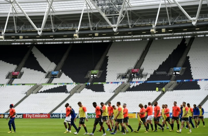 Les joueurs français à l'entraînement, le 22 septembre 2015 au Stade Olympique de Londres