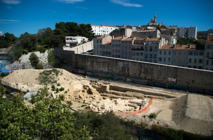 Une carrière grecque datant du Ve siècle av JC et qui va être en partie classée Monuments historiques, à Marseille (Bouches-du-Rhône), le 28 juin 2017