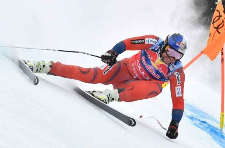 Le Norvégien Aksel Lund Svindal lors d'un entraînement de descente à Kitzbühel, le 16 janvier 2018