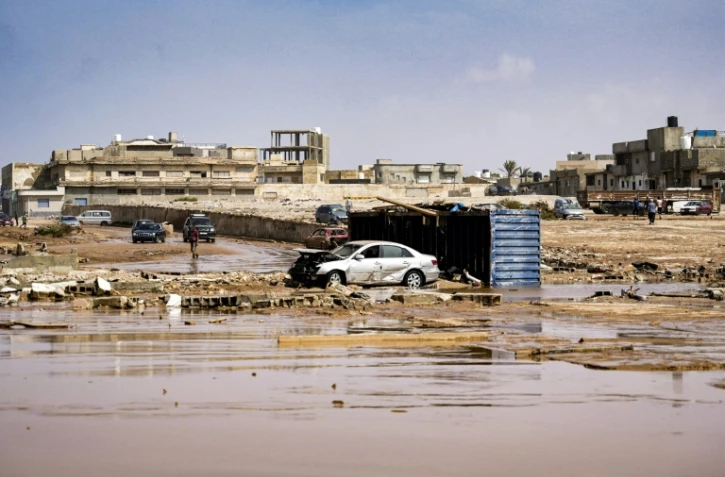 Photo fournie par le bureau du Premier ministre par intérim de Libye, basé à Benghazi, le 11 septembre 2023, d'une zone inondée à Derna, dans l'est du pays