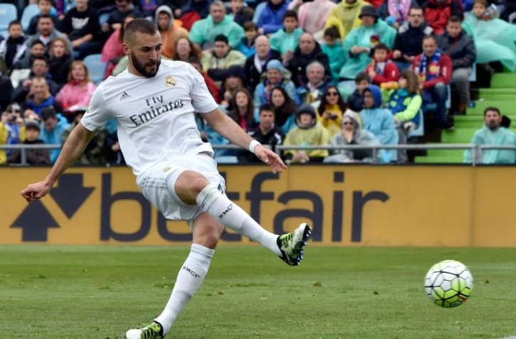 Karim Benzema marque un but, le 16 avril 2016 à Getafe