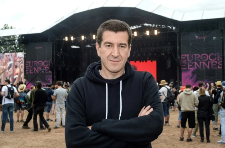 Matthieu Pigasse pendant le festival de musique les Eurockeennes à Belfort, qu'il possède, le 2 juillet 2016
