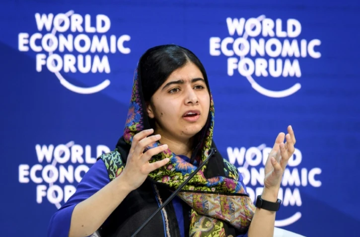 La prix Nobel de la paix Malala Yousafzai -- ici au Forum économique mondial à Davos en janvier 2018-- est de retour au Pakistan, son pays natal, pour la première fois depuis 2012, date à laquelle elle avait été blessée par balle à la tête par un taliban