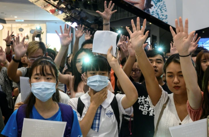 Des manifestants prodémocratie rassemblés dans un centre commercial, le 12 septembre 2019 à Hong Kong