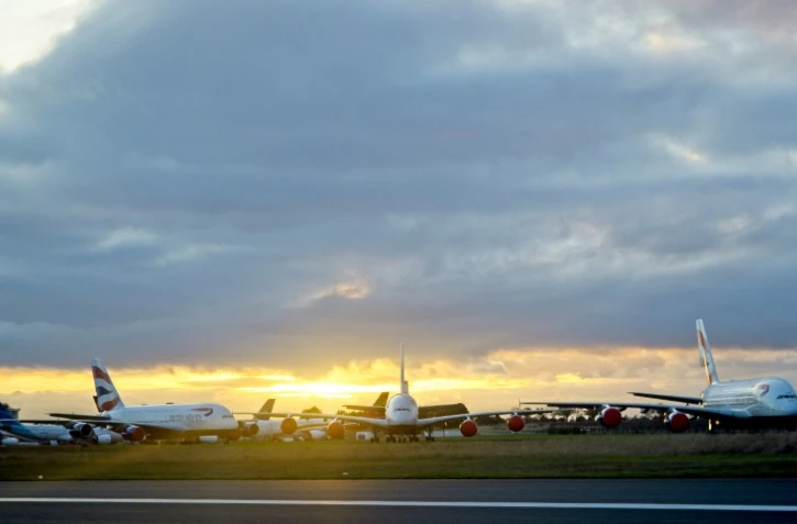 Des avions de British Airways parqués sur le tarmac à l'aéroport de Châteauroux-Deols fin octobre 2020 en raison des conséquences économiques de la crise sanitaire