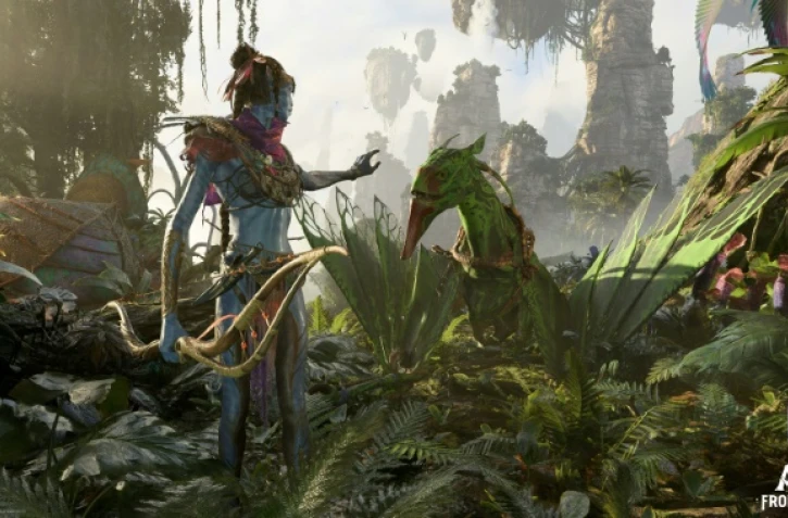 Capture d'écran fournie par Ubisoft d'un extrait du prochain jeu vidéo basé sur le film Avatar, de James Cameron, baptisé  "Avatar: Frontiers of Pandora" et présenté lors du salon du jeu vidéo E3 samedi