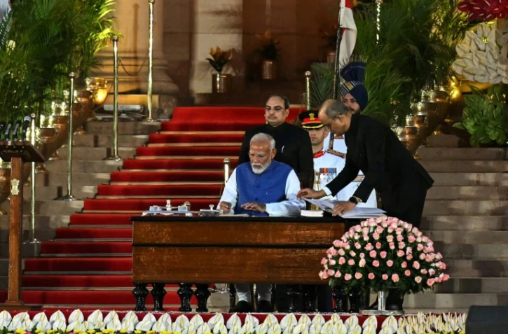Le Premier ministre indien Narendra Modi lors de sa prestation de serment pour un troisième mandat, le 9 juin 2024 à New Delhi
