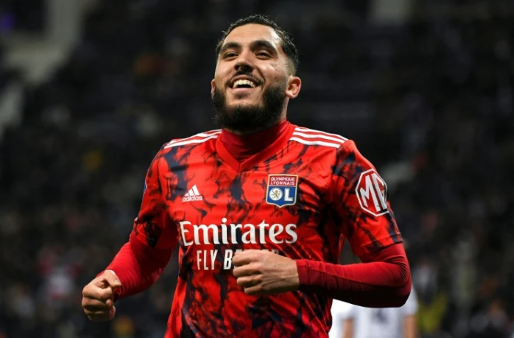 L'attaquant de Lyon Rayan Cherki après le deuxième but de son équipe à Toulouse, le 14 avril 2023 