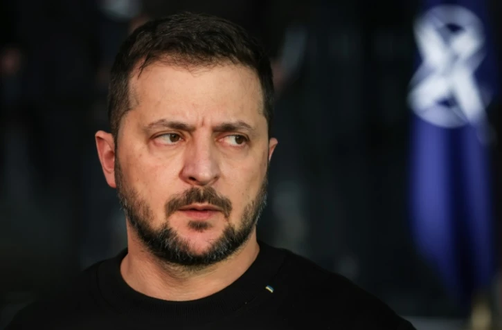 Le président ukrainien Volodymyr Zelensky lors de sa première visite au siège de l'OTAN depuis le début de l'invasion de l'Ukraine par la Russie en février 2022, à Bruxelles, le 11 octobre 2023