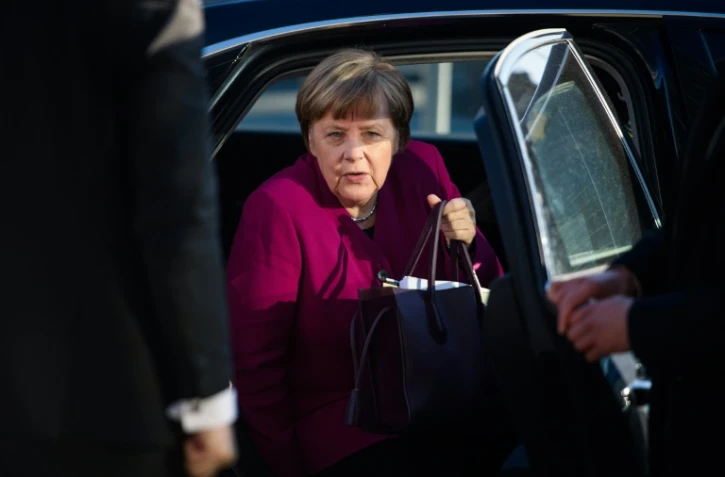 La chancelière allemande Angela Merkel à son arrivée aux négociations en vue de former un gouvernement de coalition, le 6 février 2018 à Berlin