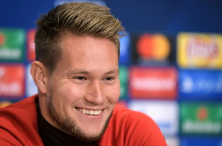 Le gardien tchèque de Bâle Tomas Vaclik en conférence de presse le 30 octobre 2017