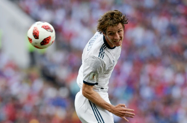 Le défenseur d'origine brésilienne Mario Fernandes, avec la Russie face à l'Espagne au stade Loujniki, le 1er juillet 2018