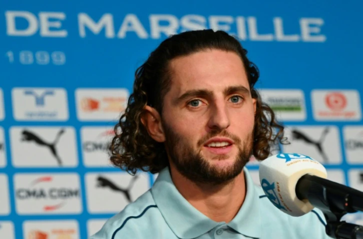 La recrue de l'OM, le milieu de terrain Adrien Rabiot, lors de sa présentaiton devant la presse, le 18 septembre 2024 à Marseille