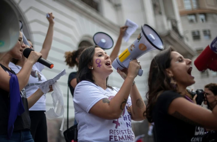 Manifestation contre le candidat d'extrême droite à la présidentielle brésilienne Jair Bolsonaro, le 29 septembre 2018 à Rio de Janeiro