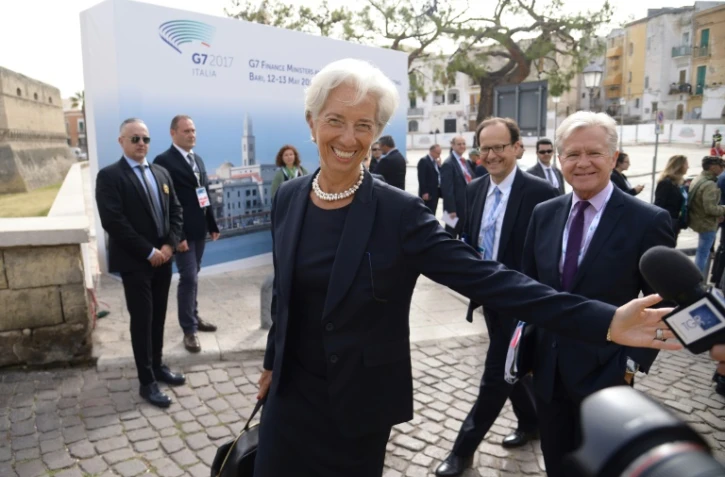 La directrice du Fonds monétaire international (FMI), à son arrivée au sommet des ministres des Finances du G7 à Bari, en Italie, le 12 mai 2017