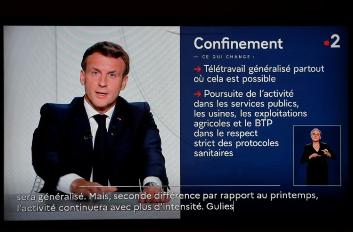 Le président français Emmanuel Macron annonce un reconfinement lors d'une allocution télévisé" le 28 octobre 2020
